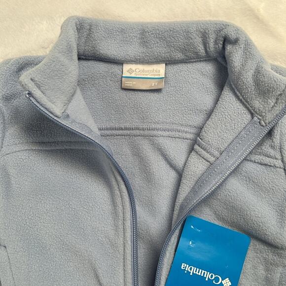 Columbia Full Zip Fleece Jacket Youth 2T Castle Dale Light Dusty Blue Pockets - Picture 5 of 8